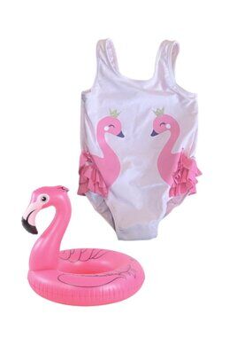 Carter's baby girl flamingo ruffle one piece swimsuit NWOT 24 month